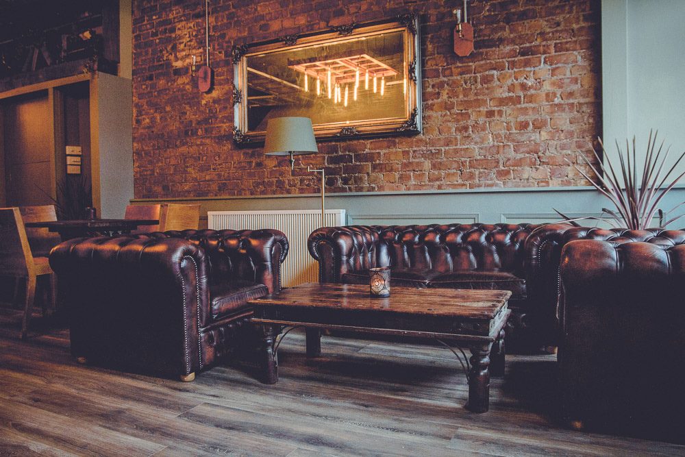 Sheldons Wine Bar Colwyn Bay - leather seating