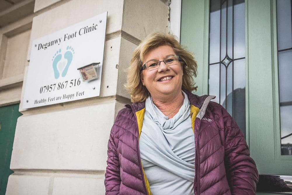Sue Quinton North Wales podiatrist - outside her clinic