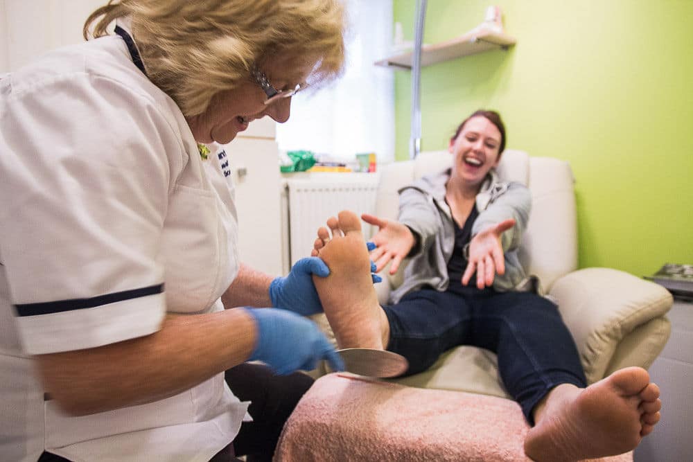 Sue Quinton North Wales podiatrist - at work